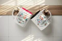 Watercolor cute snowman girl snowflakes round Merry Christmas quote print 20 oz tumbler skinny mug wrap clipart t-shirt sublimation printable design