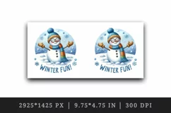 Watercolor cute snowman glasses scarf hat Winter Fun Christmas quote print 20 oz tumbler skinny mug wrap clipart t-shirt sublimation printable design
