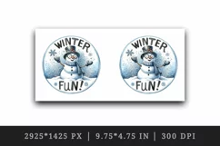 Watercolor cute snowman glasses scarf hat Winter Fun Christmas quote print 20 oz tumbler skinny mug wrap clipart t-shirt sublimation printable design