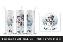 Watercolor cute snowman glasses scarf hat Winter Fun Christmas quote print 20 oz tumbler skinny mug wrap clipart t-shirt sublimation printable design