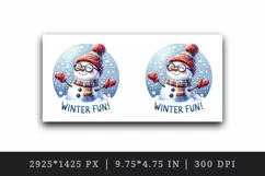 Watercolor cute snowman glasses scarf hat Winter Fun Christmas quote print 20 oz tumbler skinny mug wrap clipart t-shirt sublimation printable design