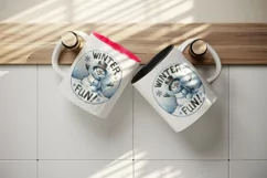 Watercolor cute snowman glasses scarf hat Winter Fun Christmas quote print 20 oz tumbler skinny mug wrap clipart t-shirt sublimation printable design