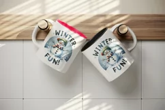 Watercolor cute snowman glasses scarf hat Winter Fun Christmas quote print 20 oz tumbler skinny mug wrap clipart t-shirt sublimation printable design