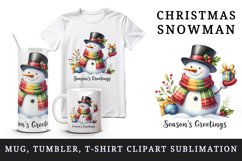 Watercolor cute snowman hat gift Season Greeting Christmas quote print 20 oz tumbler skinny mug wrap clipart t-shirt sublimation printable design