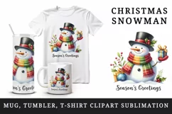 Watercolor cute snowman hat gift Season Greeting Christmas quote print 20 oz tumbler skinny mug wrap clipart t-shirt sublimation printable design