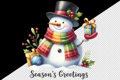 Watercolor cute snowman hat gift Season Greeting Christmas quote print 20 oz tumbler skinny mug wrap clipart t-shirt sublimation printable design