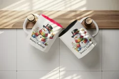 Watercolor cute snowman hat gift Season Greeting Christmas quote print 20 oz tumbler skinny mug wrap clipart t-shirt sublimation printable design