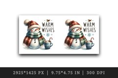 Watercolor cute snowman hat hot cocoa Warm Wishes Christmas quote print 20 oz tumbler skinny mug wrap clipart t-shirt sublimation printable design