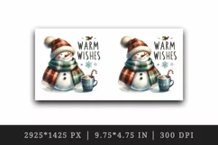 Watercolor cute snowman hat hot cocoa Warm Wishes Christmas quote print 20 oz tumbler skinny mug wrap clipart t-shirt sublimation printable design