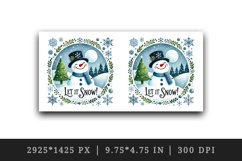 Watercolor cute snowman hat Let it Snow quote Christmas New Year winter print tumbler skinny mug wrap clipart t-shirt sublimation printable design