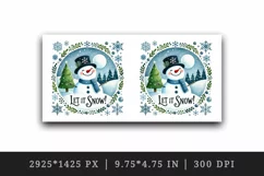 Watercolor cute snowman hat Let it Snow quote Christmas New Year winter print tumbler skinny mug wrap clipart t-shirt sublimation printable design