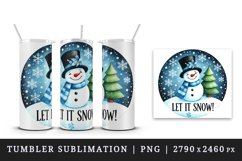 Watercolor cute snowman hat Let it Snow quote Christmas New Year winter print tumbler skinny mug wrap clipart t-shirt sublimation printable design