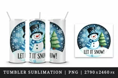 Watercolor cute snowman hat Let it Snow quote Christmas New Year winter print tumbler skinny mug wrap clipart t-shirt sublimation printable design