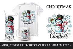 Watercolor cute snowman hat Merry Christmas quote New Year winter print 20 oz tumbler skinny mug wrap clipart t-shirt sublimation printable design