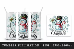 Watercolor cute snowman hat Merry Christmas quote New Year winter print 20 oz tumbler skinny mug wrap clipart t-shirt sublimation printable design