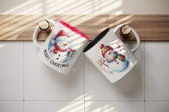 Watercolor cute snowman hat sign Merry Christmas quote New Year winter print tumbler skinny mug wrap clipart t-shirt sublimation printable design png