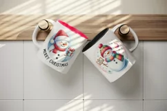 Watercolor cute snowman hat sign Merry Christmas quote New Year winter print tumbler skinny mug wrap clipart t-shirt sublimation printable design png