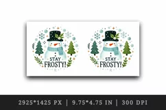 Watercolor cute snowman hat Stay Frosty quote Christmas New Year winter print tumbler skinny mug wrap clipart t-shirt sublimation printable design png