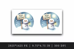 Watercolor cute snowman holding festive sign Merry Christmas quote print 20 oz tumbler skinny mug wrap clipart t-shirt sublimation printable design