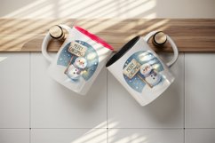 Watercolor cute snowman holding festive sign Merry Christmas quote print 20 oz tumbler skinny mug wrap clipart t-shirt sublimation printable design