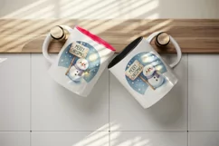 Watercolor cute snowman holding festive sign Merry Christmas quote print 20 oz tumbler skinny mug wrap clipart t-shirt sublimation printable design