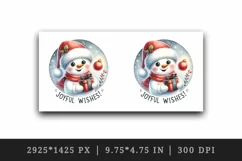 Watercolor cute snowman holding gift Joyful wishes Christmas quote print 20 oz tumbler skinny mug wrap clipart t-shirt sublimation printable design
