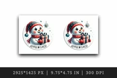 Watercolor cute snowman holding gift Joyful wishes Christmas quote print 20 oz tumbler skinny mug wrap clipart t-shirt sublimation printable design