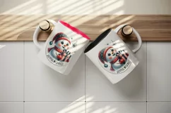 Watercolor cute snowman holding gift Joyful wishes Christmas quote print 20 oz tumbler skinny mug wrap clipart t-shirt sublimation printable design