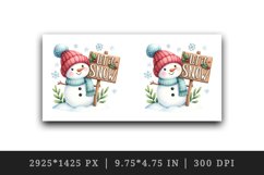 Watercolor cute snowman holding sign saying Let it Snow quote print 20 oz tumbler skinny mug wrap clipart t-shirt sublimation printable design