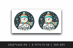 Watercolor cute snowman Let it snow quote Christmas New Year winter print 20 oz tumbler skinny mug wrap clipart t-shirt sublimation printable design