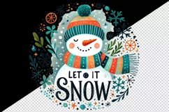 Watercolor cute snowman Let it snow quote Christmas New Year winter print 20 oz tumbler skinny mug wrap clipart t-shirt sublimation printable design