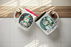 Watercolor cute snowman Let it snow quote Christmas New Year winter print 20 oz tumbler skinny mug wrap clipart t-shirt sublimation printable design