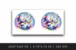 Watercolor cute snowman lights Merry Bright Christmas greeting quote print 20 oz tumbler skinny mug wrap clipart t-shirt sublimation printable design