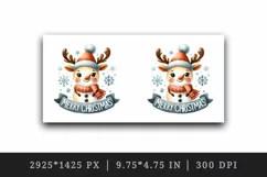 Watercolor cute snowman reindeer hat scarf Merry Christmas greeting quote print tumbler skinny mug wrap clipart t-shirt sublimation printable design
