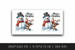 Watercolor cute snowman reindeer scarf Merry Christmas greeting quote print 20 oz tumbler skinny mug wrap clipart t-shirt sublimation printable design