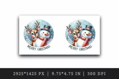 Watercolor cute snowman reindeer scarf Merry Christmas greeting quote print 20 oz tumbler skinny mug wrap clipart t-shirt sublimation printable design