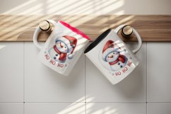 Watercolor cute snowman Santa red hat smile Ho Ho Ho Christmas quote print 20 oz tumbler skinny mug wrap clipart t-shirt sublimation printable design