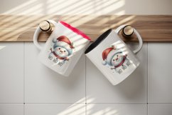 Watercolor cute snowman Santa red hat smile Ho Ho Ho Christmas quote print 20 oz tumbler skinny mug wrap clipart t-shirt sublimation printable design