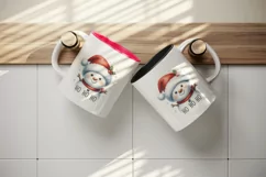 Watercolor cute snowman Santa red hat smile Ho Ho Ho Christmas quote print 20 oz tumbler skinny mug wrap clipart t-shirt sublimation printable design