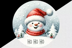 Watercolor cute snowman Santa red hat smile Ho Ho Ho Christmas quote print 20 oz tumbler skinny mug wrap clipart t-shirt sublimation printable design