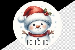 Watercolor cute snowman Santa red hat smile Ho Ho Ho Christmas quote print 20 oz tumbler skinny mug wrap clipart t-shirt sublimation printable design