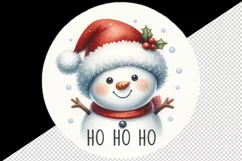 Watercolor cute snowman Santa red hat smile Ho Ho Ho Christmas quote print 20 oz tumbler skinny mug wrap clipart t-shirt sublimation printable design