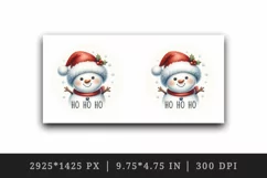 Watercolor cute snowman Santa red hat smile Ho Ho Ho Christmas quote print 20 oz tumbler skinny mug wrap clipart t-shirt sublimation printable design
