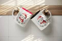 Watercolor cute snowman Santa red hat smile Ho Ho Ho Christmas quote print 20 oz tumbler skinny mug wrap clipart t-shirt sublimation printable design