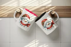 Watercolor cute snowman Santa red hat smile Ho Ho Ho Christmas quote print 20 oz tumbler skinny mug wrap clipart t-shirt sublimation printable design