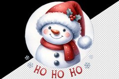 Watercolor cute snowman Santa red hat smile Ho Ho Ho Christmas quote print 20 oz tumbler skinny mug wrap clipart t-shirt sublimation printable design