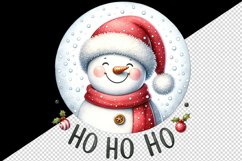 Watercolor cute snowman Santa red hat smile Ho Ho Ho Christmas quote print 20 oz tumbler skinny mug wrap clipart t-shirt sublimation printable design