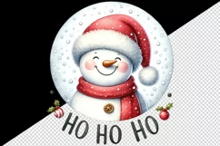 Watercolor cute snowman Santa red hat smile Ho Ho Ho Christmas quote print 20 oz tumbler skinny mug wrap clipart t-shirt sublimation printable design