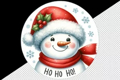 Watercolor cute snowman Santa red hat smile Ho Ho Ho Christmas quote print 20 oz tumbler skinny mug wrap clipart t-shirt sublimation printable design