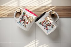 Watercolor cute snowman scarf and hat holding sign Let it Snow quote print 20 oz tumbler skinny mug wrap clipart t-shirt sublimation printable design